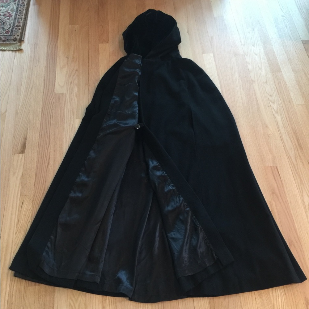 Irish Walking Cape Cloak Wool Hooded Black Made in Ireland Molina Jimmy Hourihan - Picture 3 of 5